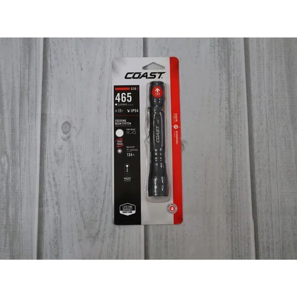 Coast G36 465 Lumens Alkaline Battery Dual Power LED Handheld Flashlight